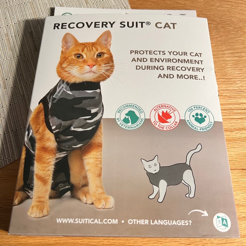 SUITICAL Recovery suit for cat in black camo XS